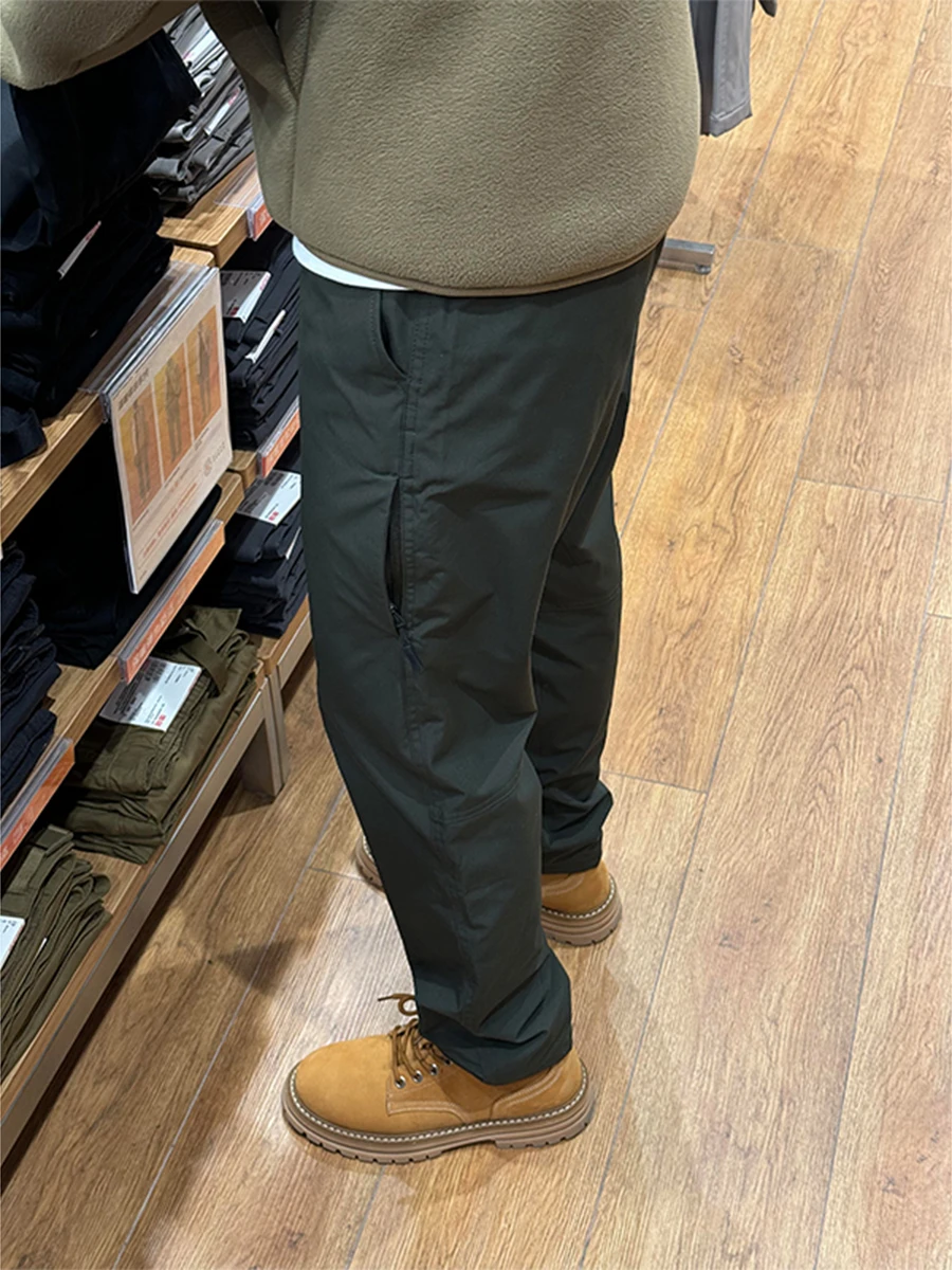 

Мужские осенне-зимние водонепроницаемые брюки-карго с флисовой подкладкой, прямые, на молнии, повседневные, спортивные, рабочие