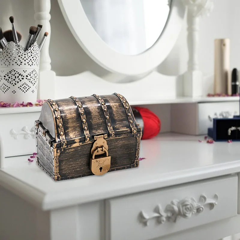 Pirate Treasure Chest Storage Box Jewelry Storage Box Pill Organizer Retro Treasure Trinket Keepsake Case Gift with Key Locks