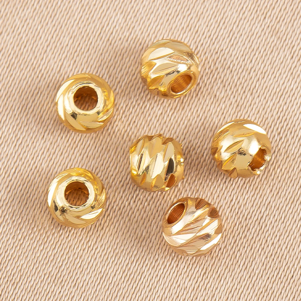 

10pcs 2.5-4mm Gold Plated Striped Cut Flower Bead Loose Spacer Beads Bulk For Earring Necklace DIY Jewelry Accessories Wholesale
