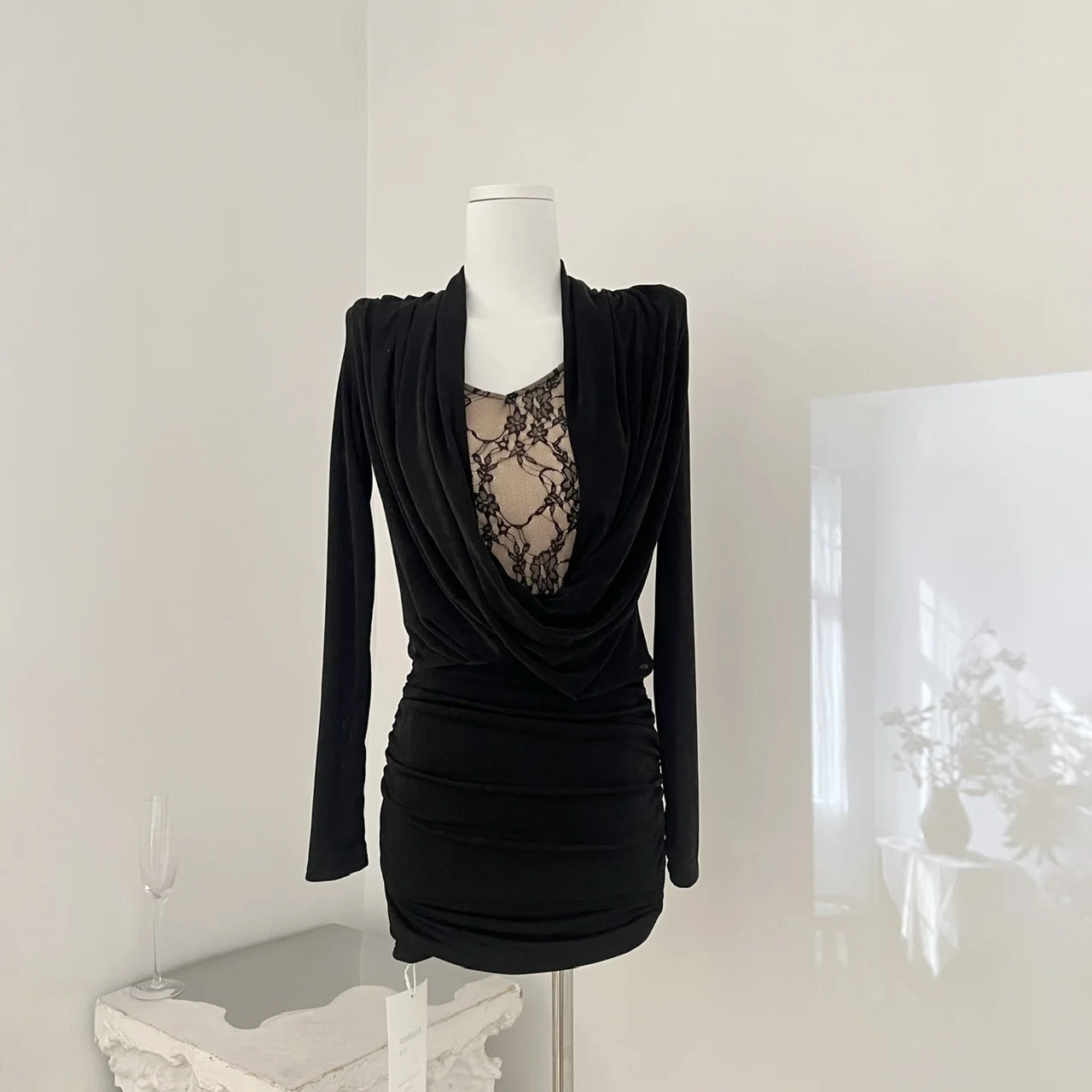 

Облегающее кружевное облегающее платье с высокой талией Long Sve Осень Зима Дата Ночь на выходе Par Ele Pure Desire Sle Dr