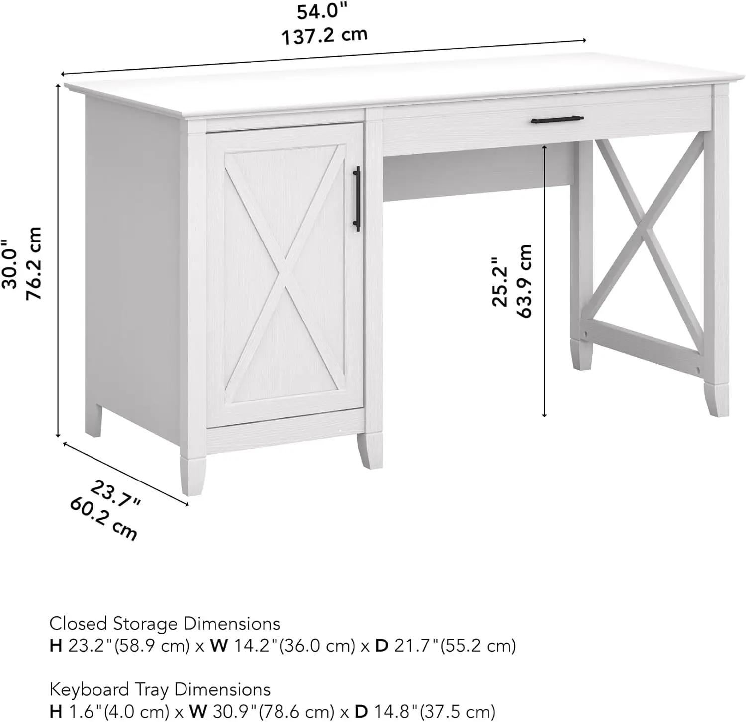 Computer Desk with Storage Farmhouse PC Table for Home Office in Pure White Oak 54W x 24D Small Computer Desk for Small Spaces