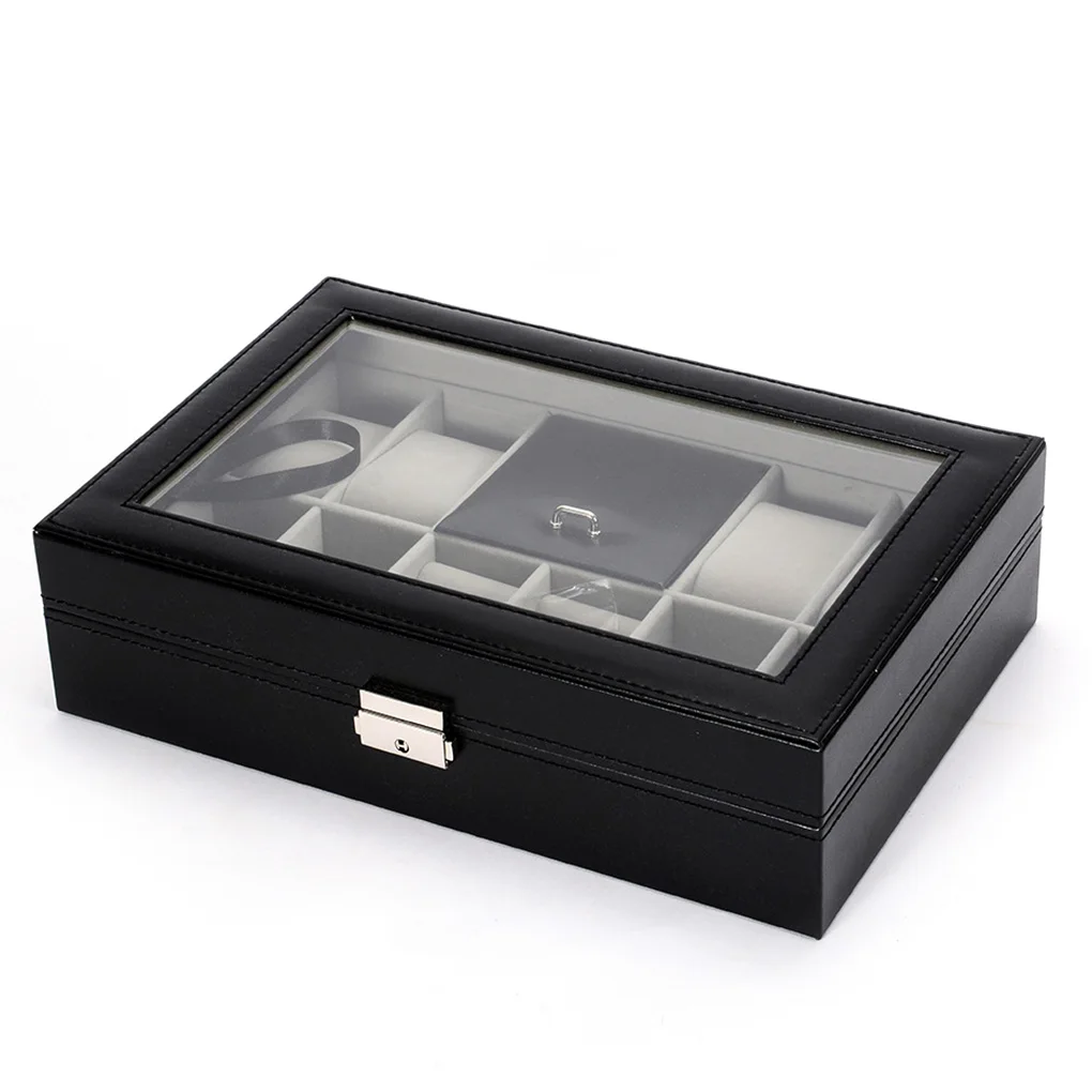 

Jewelry Box Fashion Dust-proof with Clear Lid Necklaces Showcase Case Trays Watches Organizer Ladies Gifts Travel