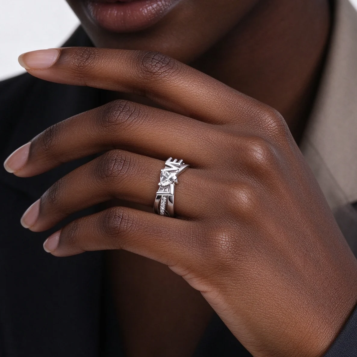 Manyilus 925 Sterling Silver CZ Heart Arrow Split Ring for Women Girls Elegant Design Exquisite Jewelry Gifts