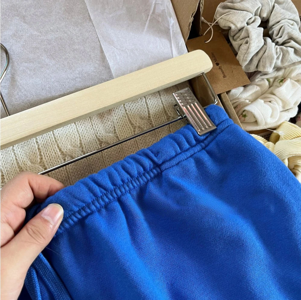 แฟชั่นสีฟ้าสายรัดจ็อกเกอร์กางเกงวอร์มผู้หญิงฤดูใบไม้ร่วงสบายๆเอวสูงกางเกงขากว้างวินเทจหลวม Y2K กางเกงใหม่