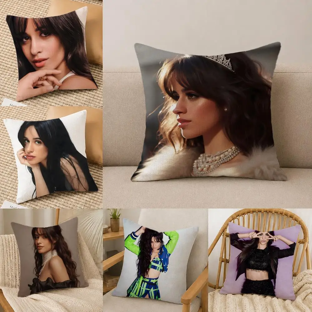 Singer Camila Cabello Cushion Cover Natural Linen Pillowcase Set, All-in-One Decor for Sofa, Bedroom & Chair