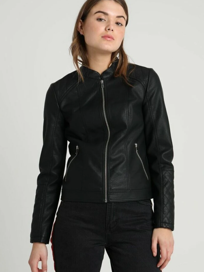 Women Leather Jacket 100% Real Black Biker Lambskin Custom Fit Coats and Jackets Stand Collar High-end Trench Coat