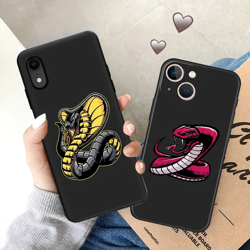 Phone Case for Apple iphone 16 Pro 15 12 11 13 Mini 14 Plus SE XR X XS Max Snake Yellow Cobra Python Soft Black Anti-Drop Cover