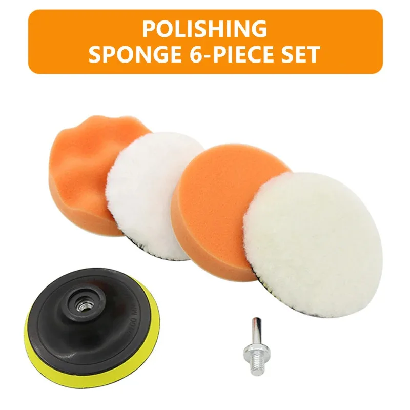 

6Pcs Car Polishing Disc Sponge Pads Kit Auto Detailing Waxing Polish Machine Buffering Sponge Remove Scratches Wax Pads