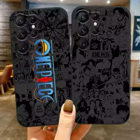 Anime Art One Piece Luffy For Samsung Galaxy S24 S23 S22 S21 S20 FE S10 S10E Plus Ultra Pro Lite 5G Black Soft Phone Case