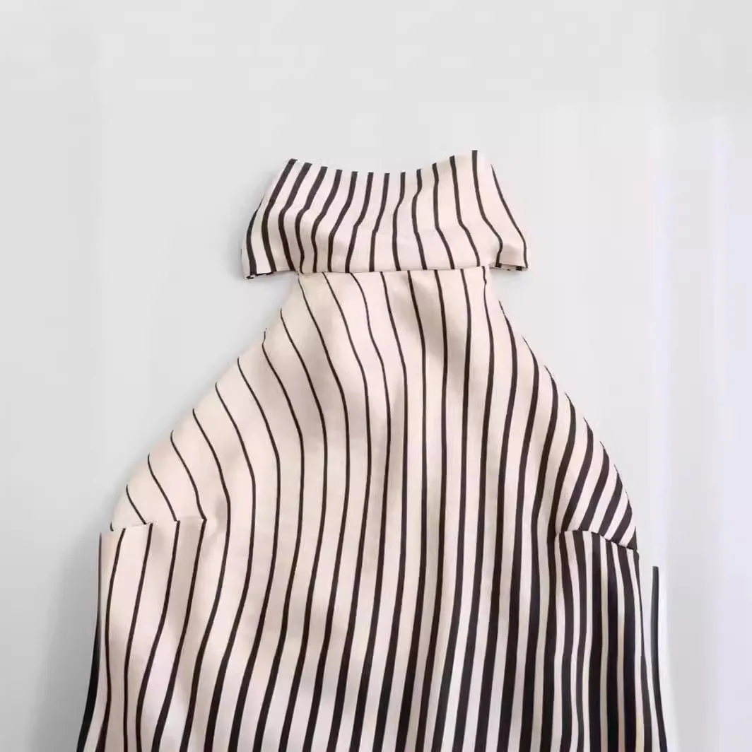 Gestreepte maxi-jurken voor dames Satijnen rugloze lange jurk Vrouw Off-shoulder halterjurk Dames Zomer onderjurk Vrouw