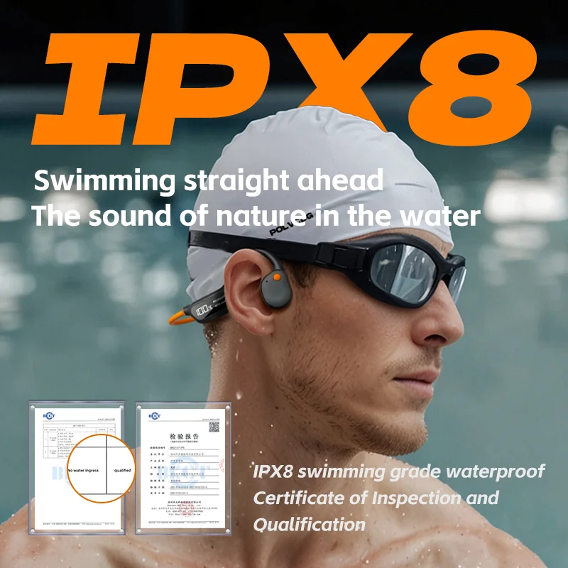 POLVCDG X10 bone conduction Bluetooth earphones with digital display swimming IXP8 waterproof built-in 32G MP3 earphones