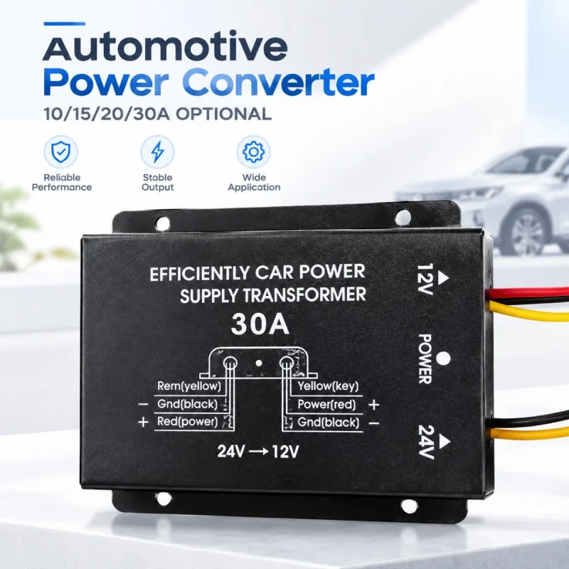 10A/15A/20A/30A Car Power Converter 24V to 12V Car Accessories Step Down Module Adapter Efficiently For Large Trucks