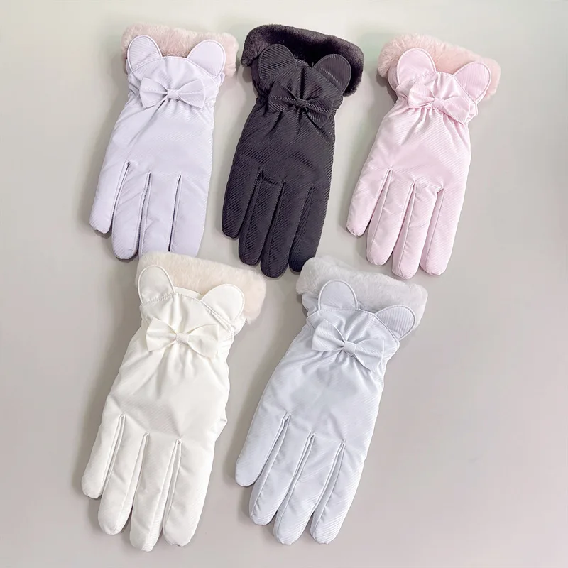 Shanzhashu Autumn and Winter Thickening Gloves Female Fleece-lined Thickened Outdoor Cycling Warm-Keeping and Cold-Proof Windpro