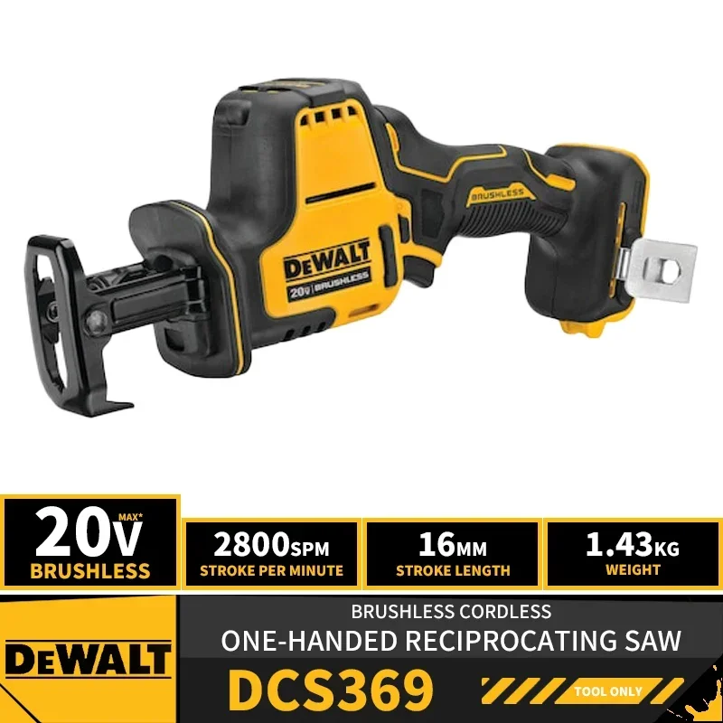 DEWALT DCS369 Brushless Cordless One-Handed Reciprocating Saw 20V Compact Lithium Power Tools 2800SPM