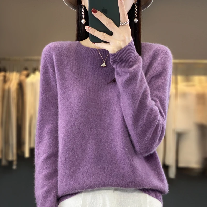 NONE 2024 mode 100% Merino Wolle Pullover Kaschmir Pullover Oansatz Langarm Frauen Strickwaren Herbst Winter Kleidung Y2K Tops O Ling 6