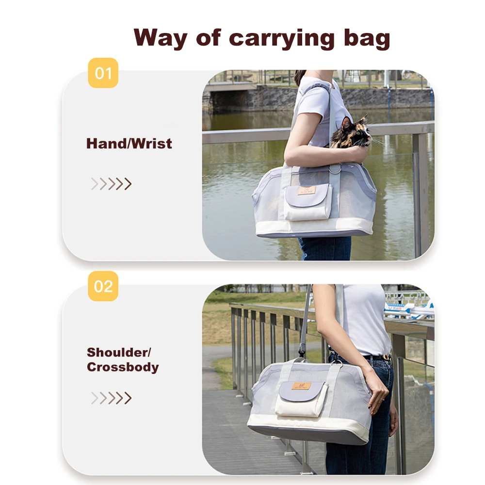 Portable Cat Bag Breathable Pet Bag Wear-resistant Outing Bag Shoulder Bag Fashion Carrier for Small Dogs Oxford Cloth Design