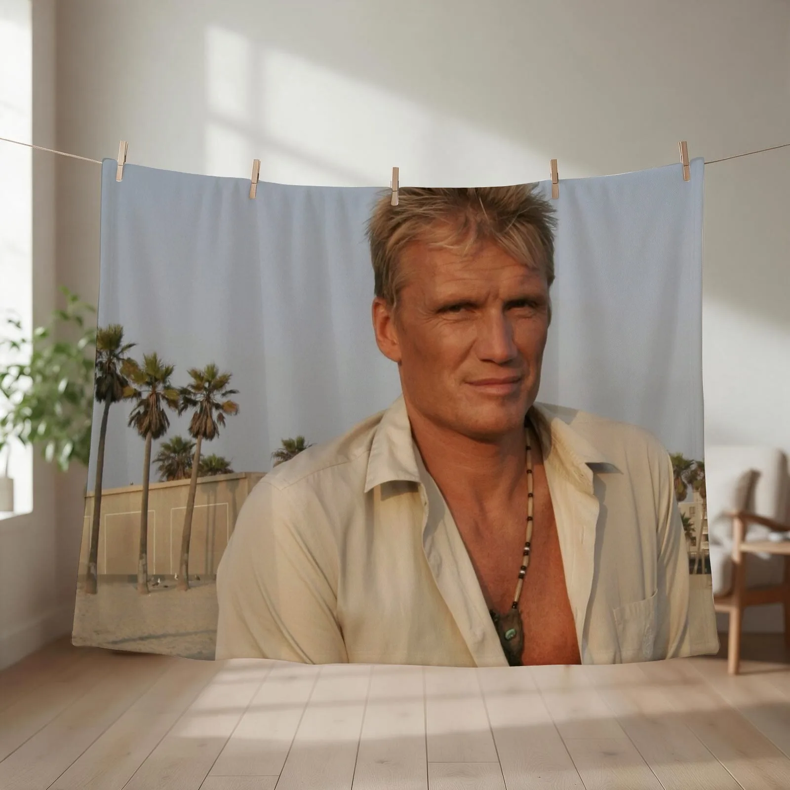Dolph Lundgren Throw Blanket couch cozy soft plush fuzzy picnic outdoor blanket