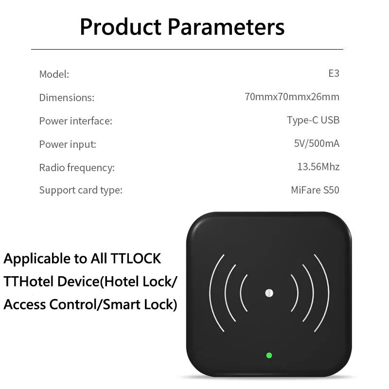 TTLOCK APP USB Hotel Room Key Smart Card Encoder RFID 13.56Mhz M1 NFC Card Reader Sender for TT Hotel System Software Apartment