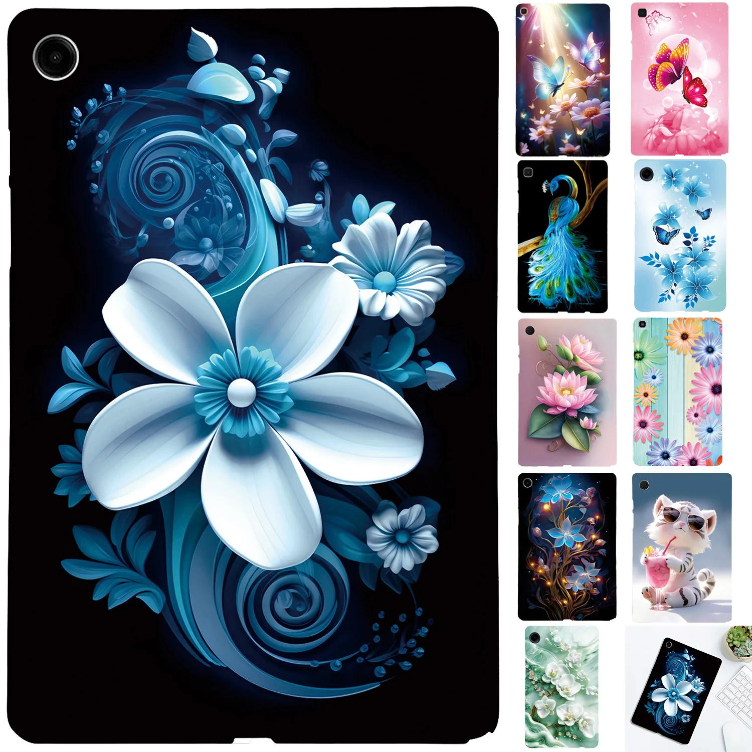 Silicone Tablet Case For Samsung Galaxy Tab A11 A9 + 8.7 Plus Case Tab A 10.1 T510 A7 T290 A8 X200 Painting TPU Tablet Shell