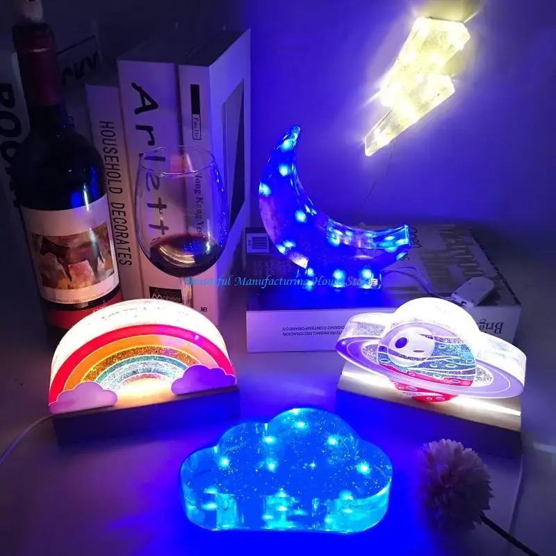 

E56A Handmade Crystal Ornaments Epoxy Resin Mold Night Light Silicone Mould DIY Crafts Christmas Wedding Party Lamp Decorations