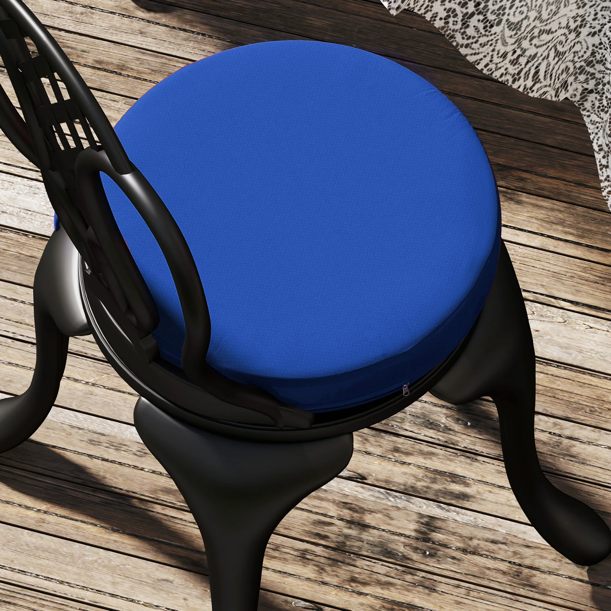 Outdoor Chair Cushions Set of 4, Round Seat Cushions for Dining Chairs Bistro Chairs with Machine Washable Cover, 15" X 15" X 3", Navy Blue view 8