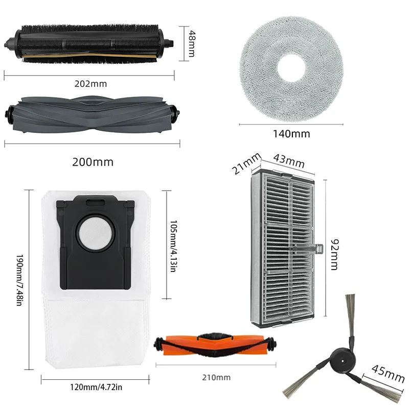 Passend für Dreame L10s Ultra Gen 3, Dreame X40 Ultra/ L40 Ultra, MOVA P50 Pro Ultra/ P10 Pro Ultra Reinigungsbürste Filter Staubbeutel – Detail 1