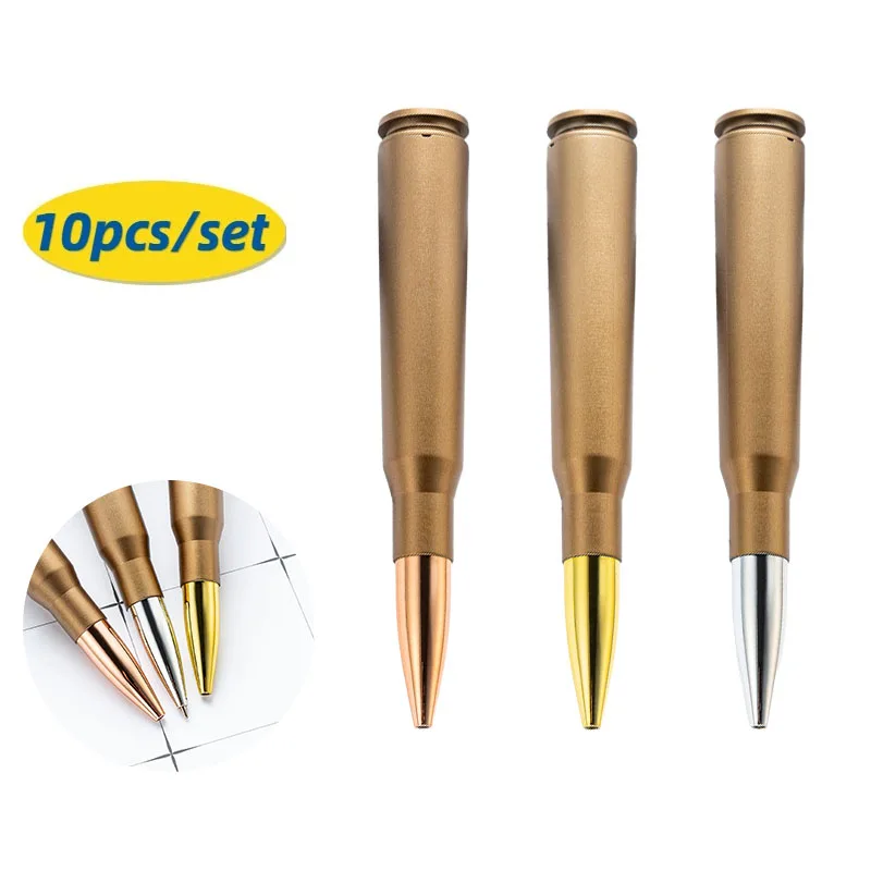 

10pcs Creative Retro Bullet-shaped Ballpoint Pen Primary School Toy Prize Pen Rotating Plastic Promotional Advertising Gift Pens