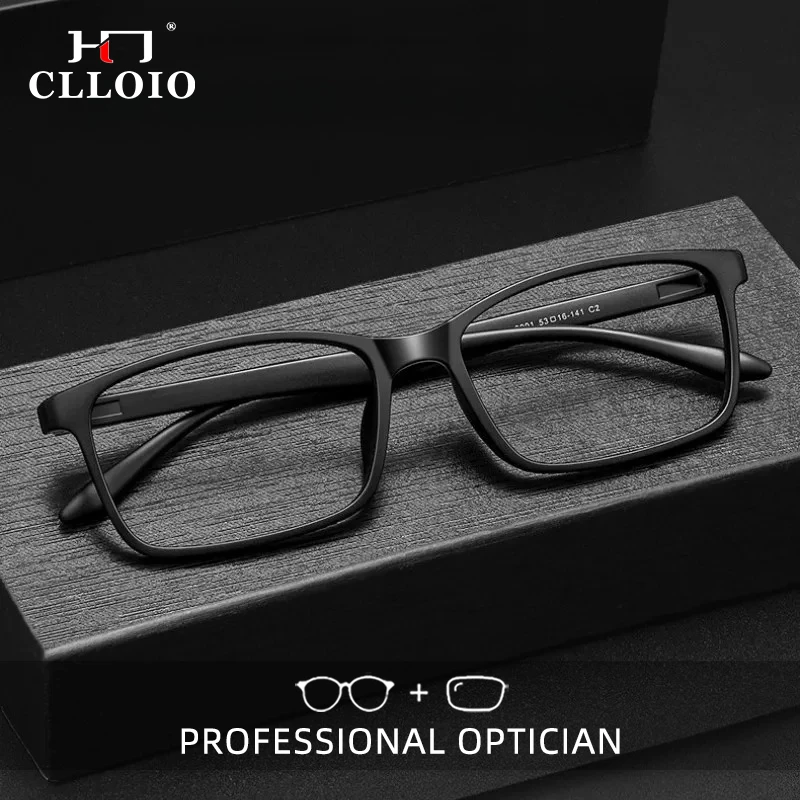 

CLLOIO Fashion Ultralight Comfortable Reading Glasses TR90 Frame Titanium Temple Casual Style Anti Blue Light Myopia Glasses
