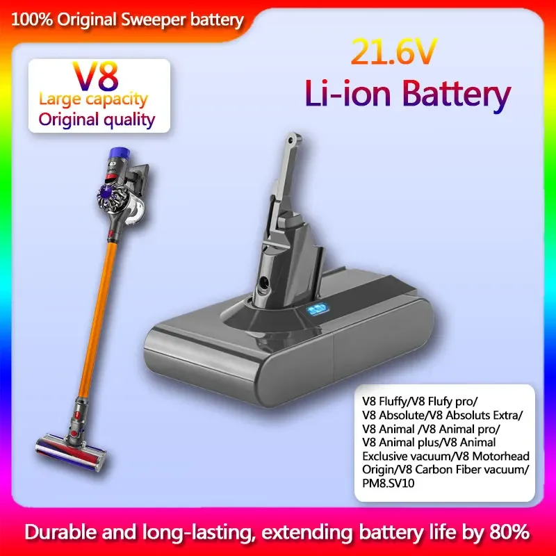 

Tool battery 21.6V Dyson V8 rechargeable battery suitable for V8 absolute/fluffy/animal lithium-ion vacuum cleaner+free shipping