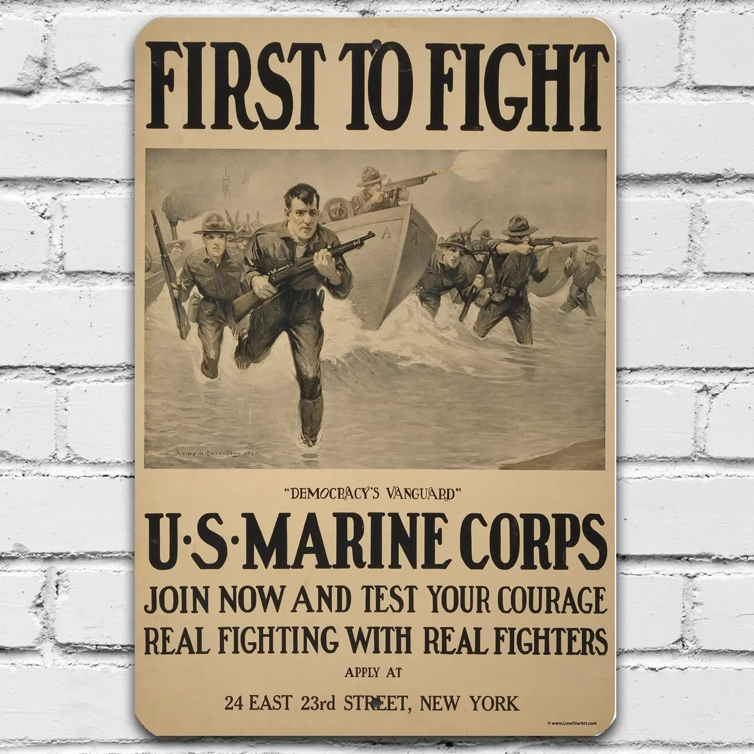 US Marines First to Fight - Vintage US Marine Corps Wall Art, Military Home and Office Decoration, Great Patriotic Decor and Gif