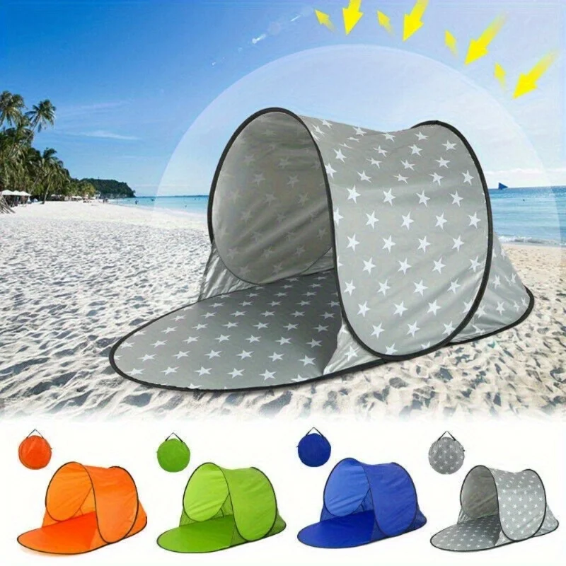 1-piece quick-opening camping tent and beach awning - Outdoor sunshade tent, convenient tent that automatically opens
