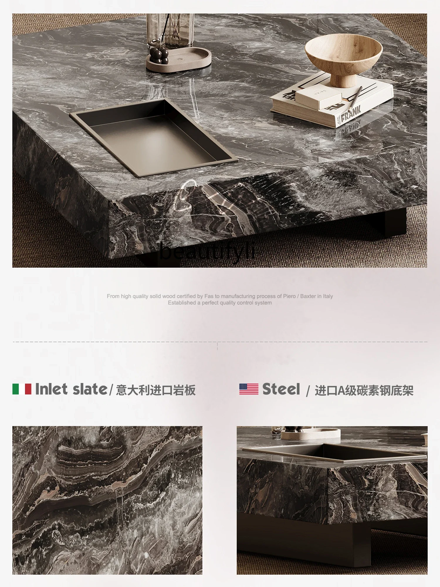 Simples moderno Slate Tea Table, High Sense Slate, Praça Coffee Table, pequeno apartamento, Designer