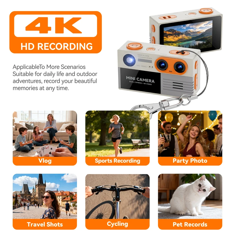 

Мини-камера Magecam 4K HD 500 Мп с экраном, поддержкой карт памяти, очень маленькая видеокамера-рекордер в ретро-стиле