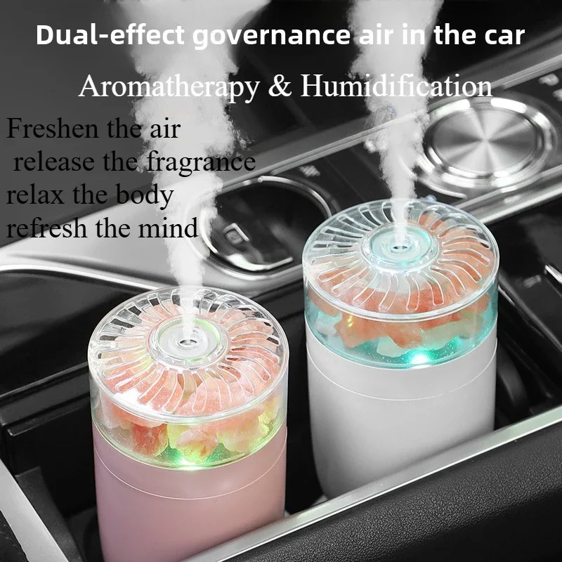 2024 ใหม่โคมไฟเกลือ Humidifier & Aromafier ชาร์จ USB 1200 MA Car & Home สีสัน Air Humidifier