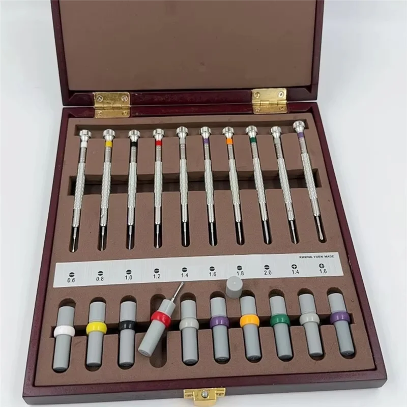 

10PCS Watch Repair Screwdrivers With Weight Sleeves In Wooden Box-[A37I]