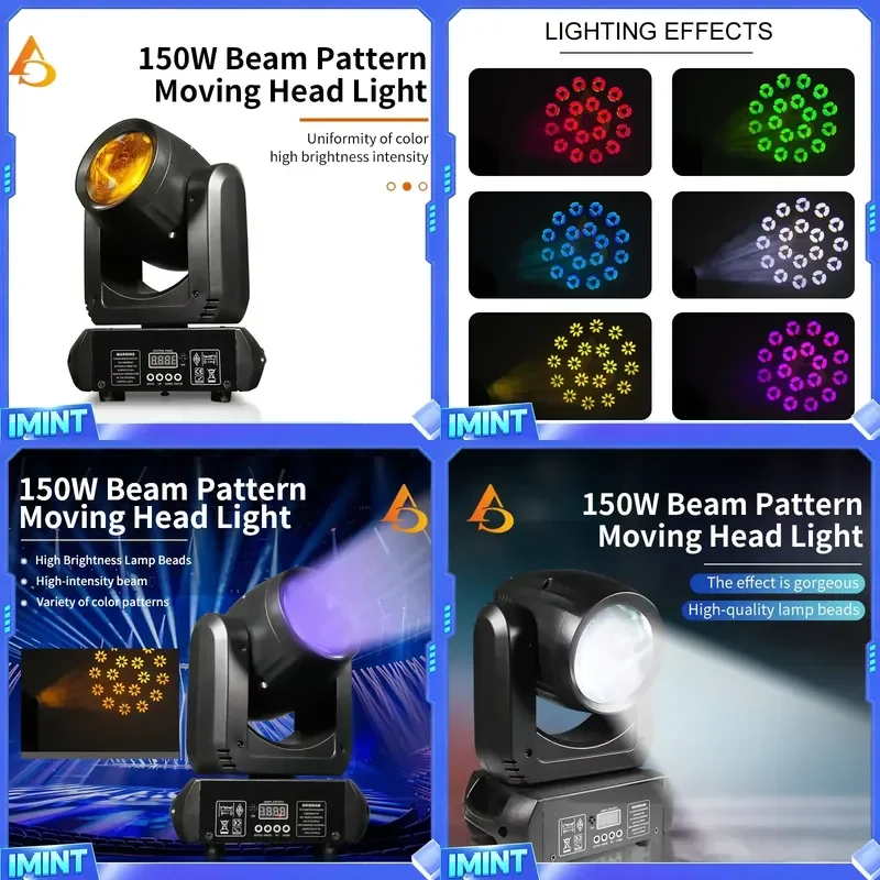 Mini 150W Beam Pattern Moving Head Light DMX512 Lightweight Spot Gobo Stage Lighting For DJ Disco Home Party Club Show