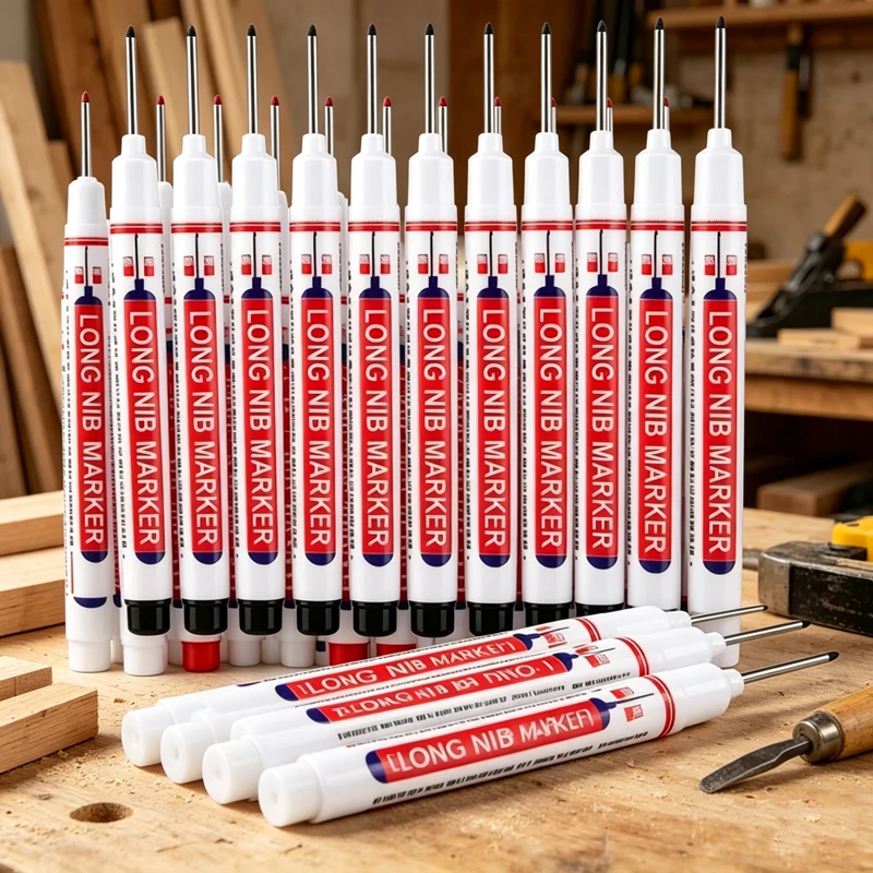 20mm Waterproof Long Head Markers Set Deep Hole Paint Marker Pen for Metal Carpenter Red/Black/Blue/White Woodworking Tools