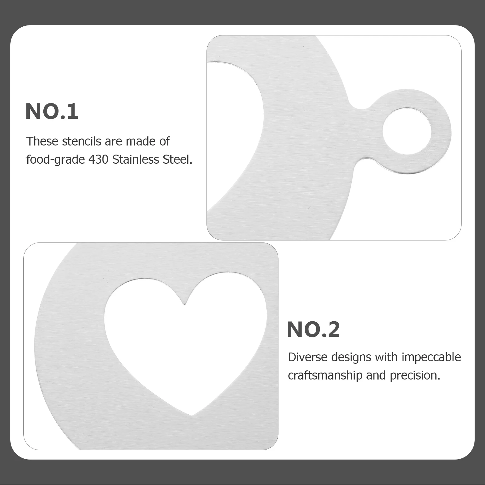 

Heart Shaped Coffee Stencils Stainless Steel For Latte Art Cake Cupcake Decoration Baking Molds Food Grade 304 Kitchen Bar