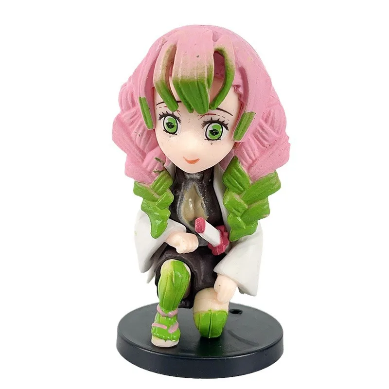 9pcs/set Anime Demon Slayer kawaii kneeling position Action Figure PVC Model Toys doll Desk Decor car ornament Collectible Gifts