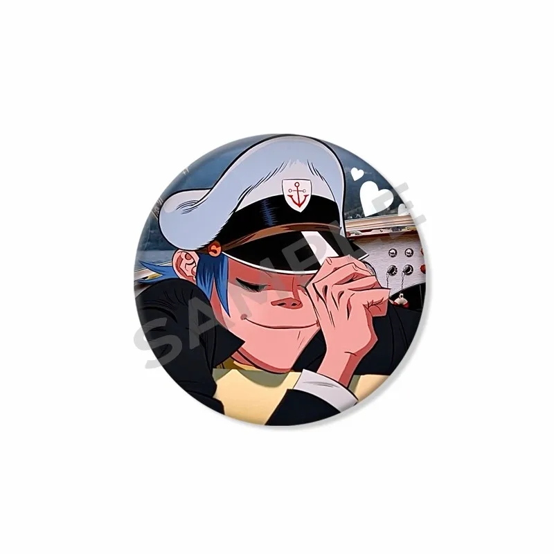 Virtual Singer Gorillaz Band Lapel Brooch Round Enamel Pin Russel Hobbs Murdoc Niccals 2-D Noodle Cartoon Badge Bag Accessories