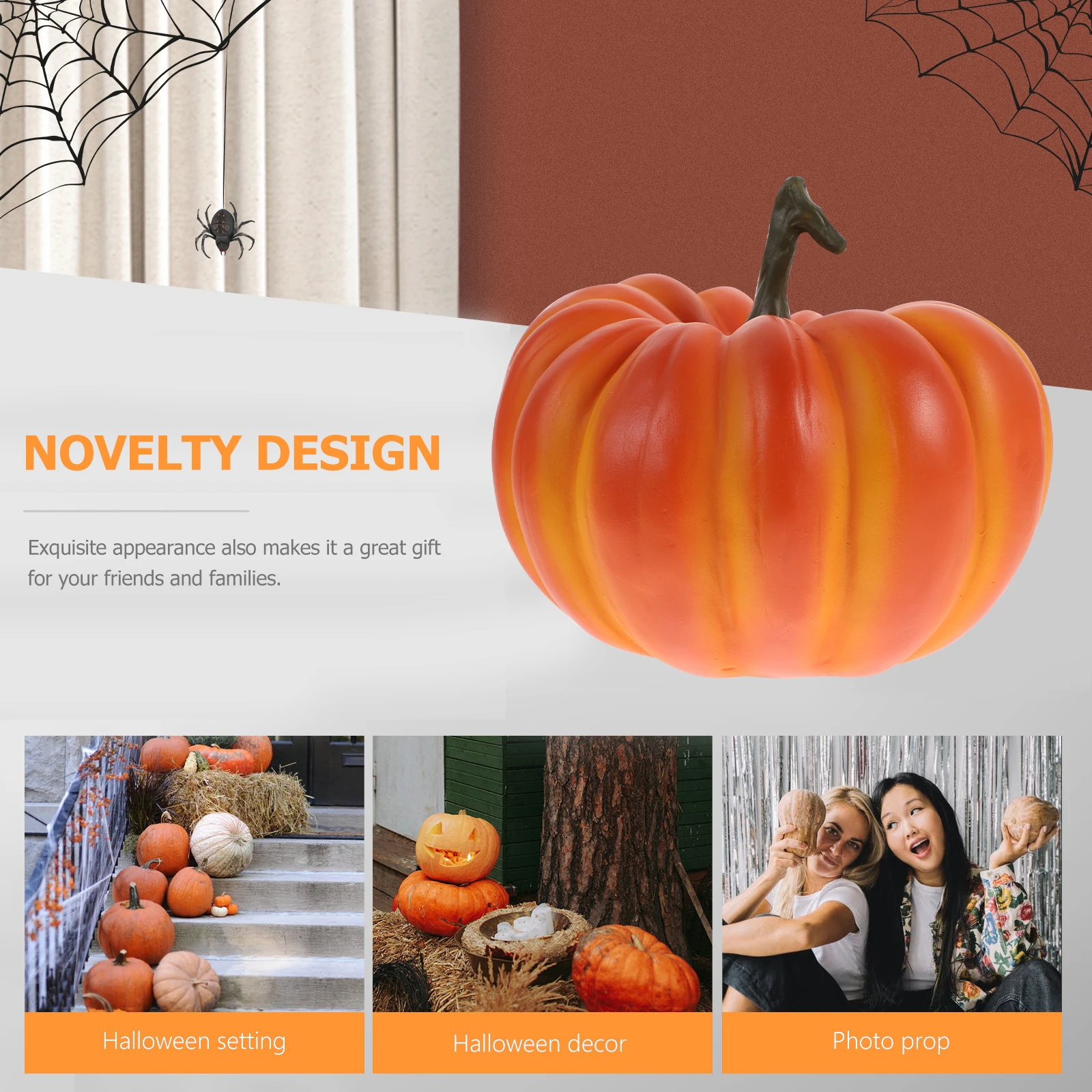 

Pumpkin Ornaments Resin Fomiyes Decorations Statue Faux Pumpkins Orange for Decorating Halloween