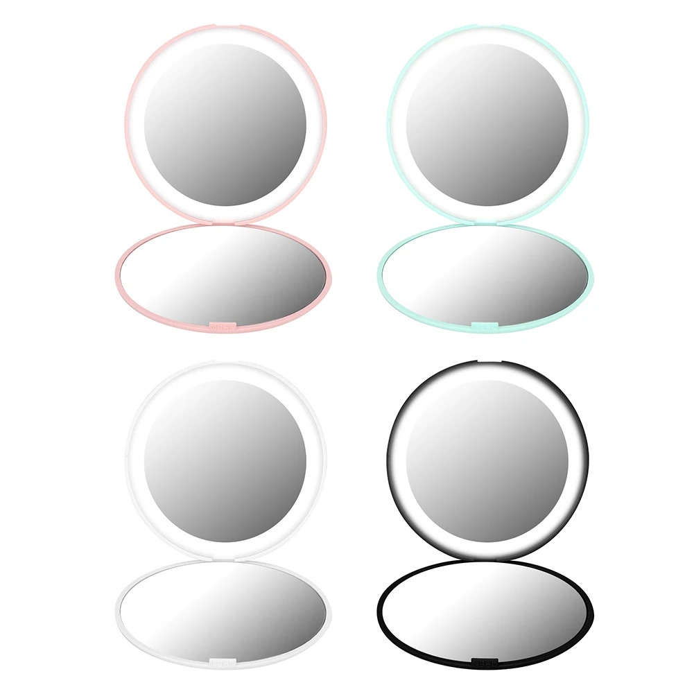 12 LED's spiegel Opvouwbare spiegel Draagbare spiegel Draagbaar Opvouwbaar 10x vergroting Mini 12 LED's Make-upspiegel Cosmetisch hulpmiddel