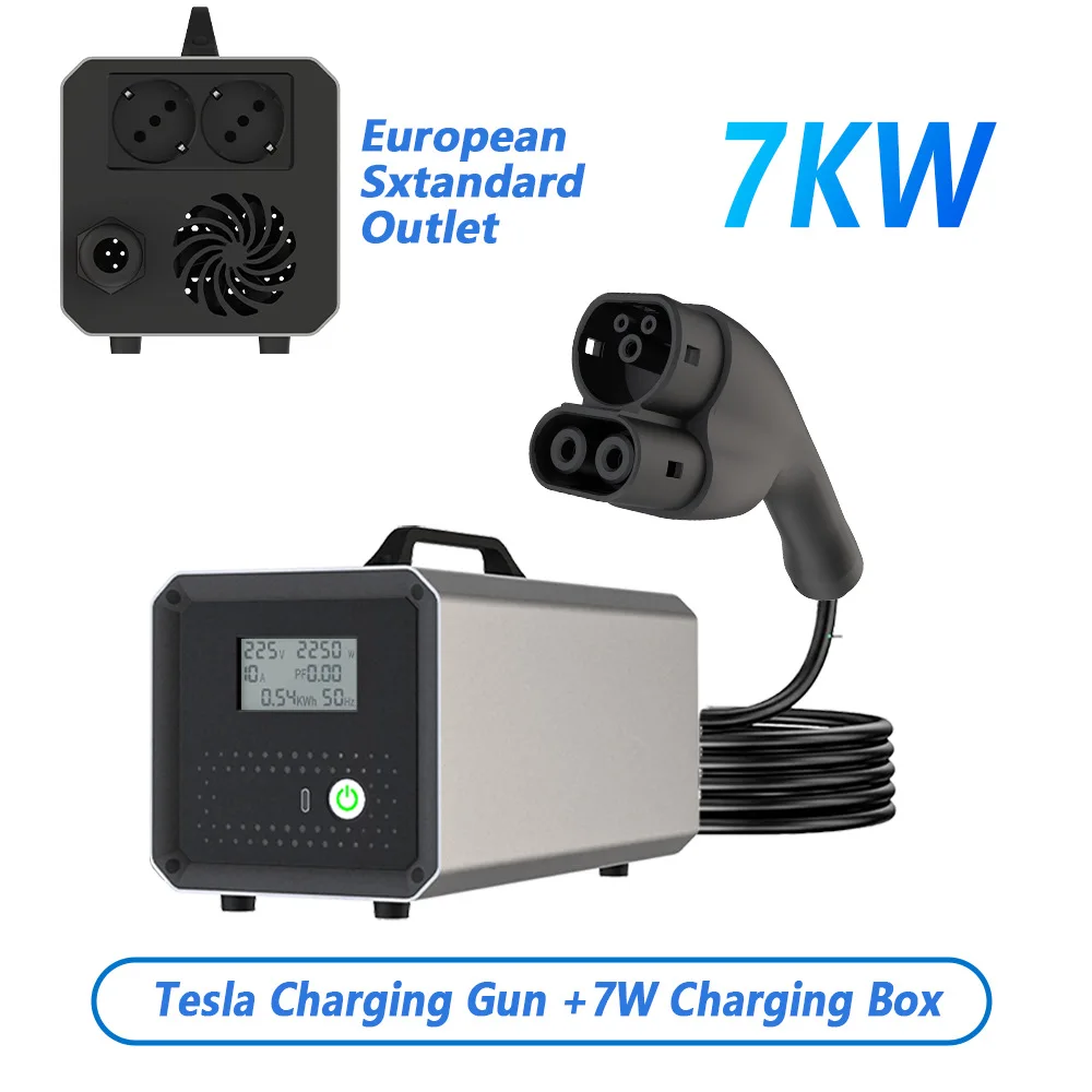 High-Power 7KW for Tesla Electric Vehicle  European Standard DC Discharge Gun Outdoor Power Equipment External Discharge Device