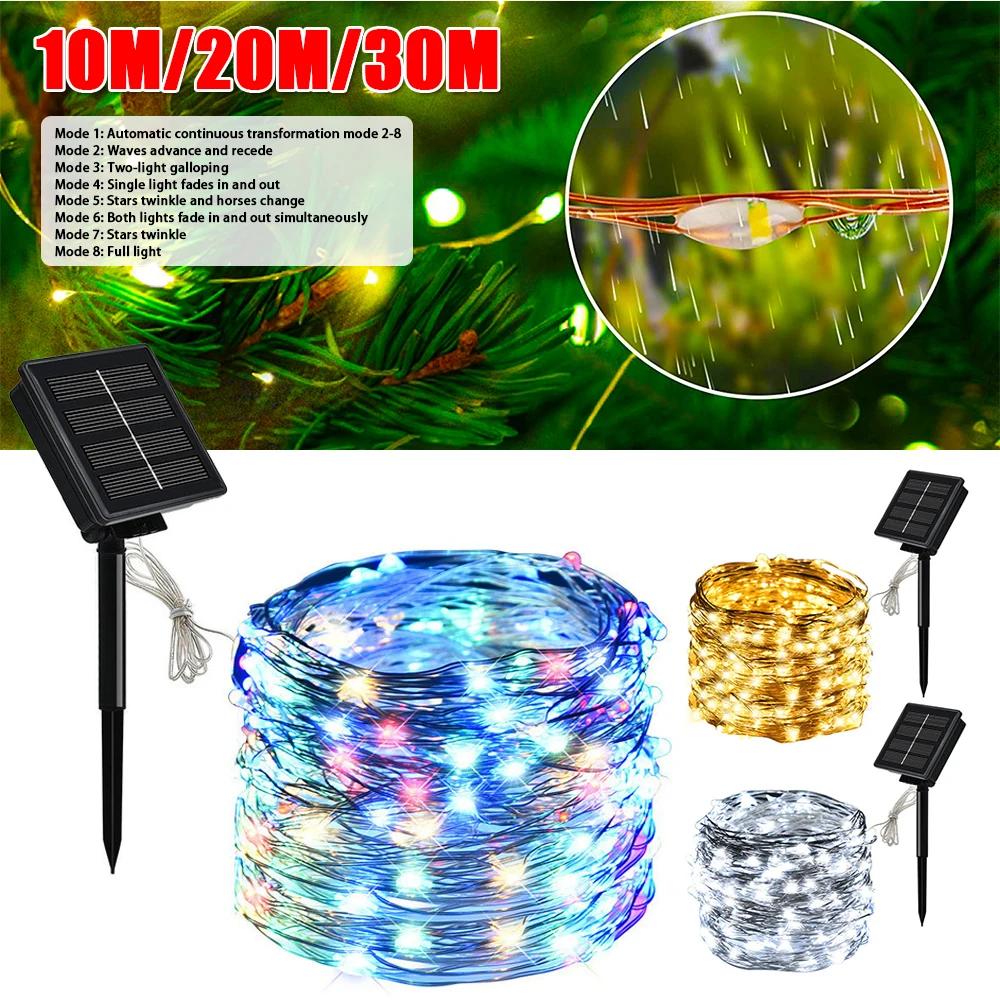 Solar String Fairy Lights  30M 300 LED Waterproof Outdoor Garland Solar Power Lamp Christmas For Garden Decoration