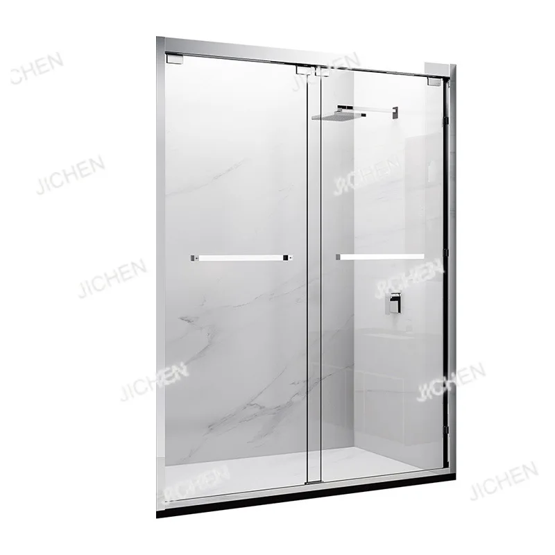 

Customized Double Sliding Door Integrated Bathroom Partition Tempered Glass Linear Household Shower Room Dry and Wet Separation