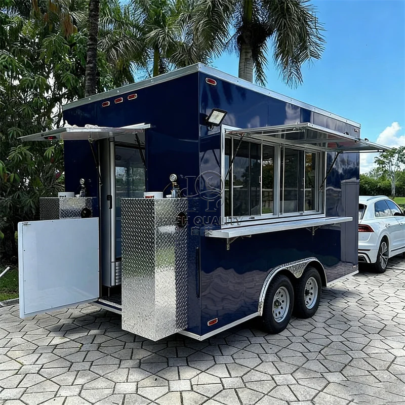 Fully Equipped Ice Cream Food Trailer Coffee Truck  Food Cart Bbq Concession Food Trailer with Porch Fully Equipped Custom