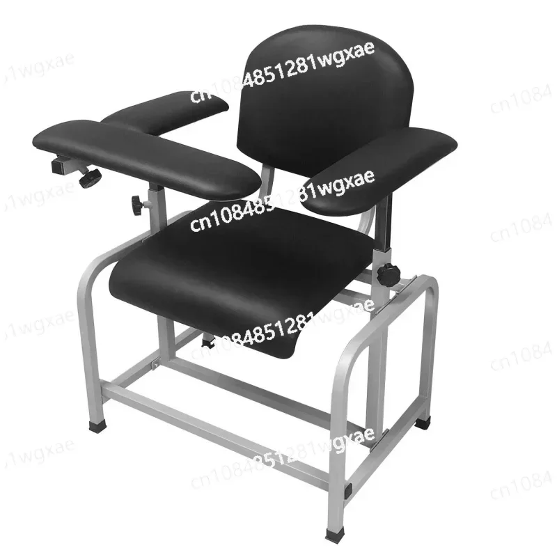 Comfortable Padded Blood Drawing Chair, Lab Phlebotomy Chair with Adjustable Armrest (Black)