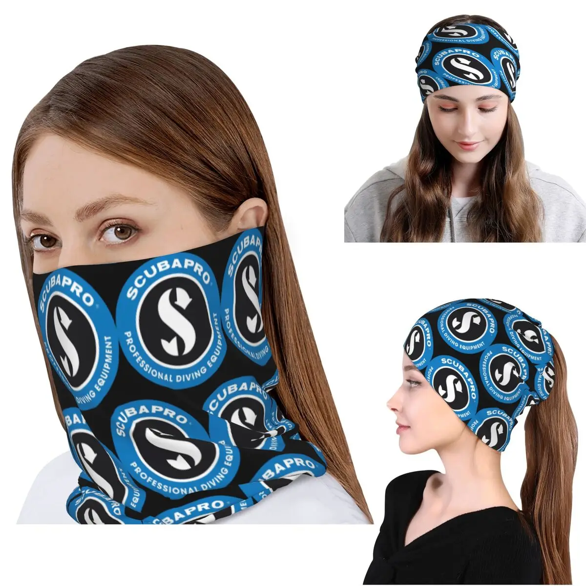 Scubapros Diving Logo Bandana, Halstuch, Gesichtsschal, Mehrzweck-Kopfbedeckung, Mütze für Männer und Frauen, waschbar