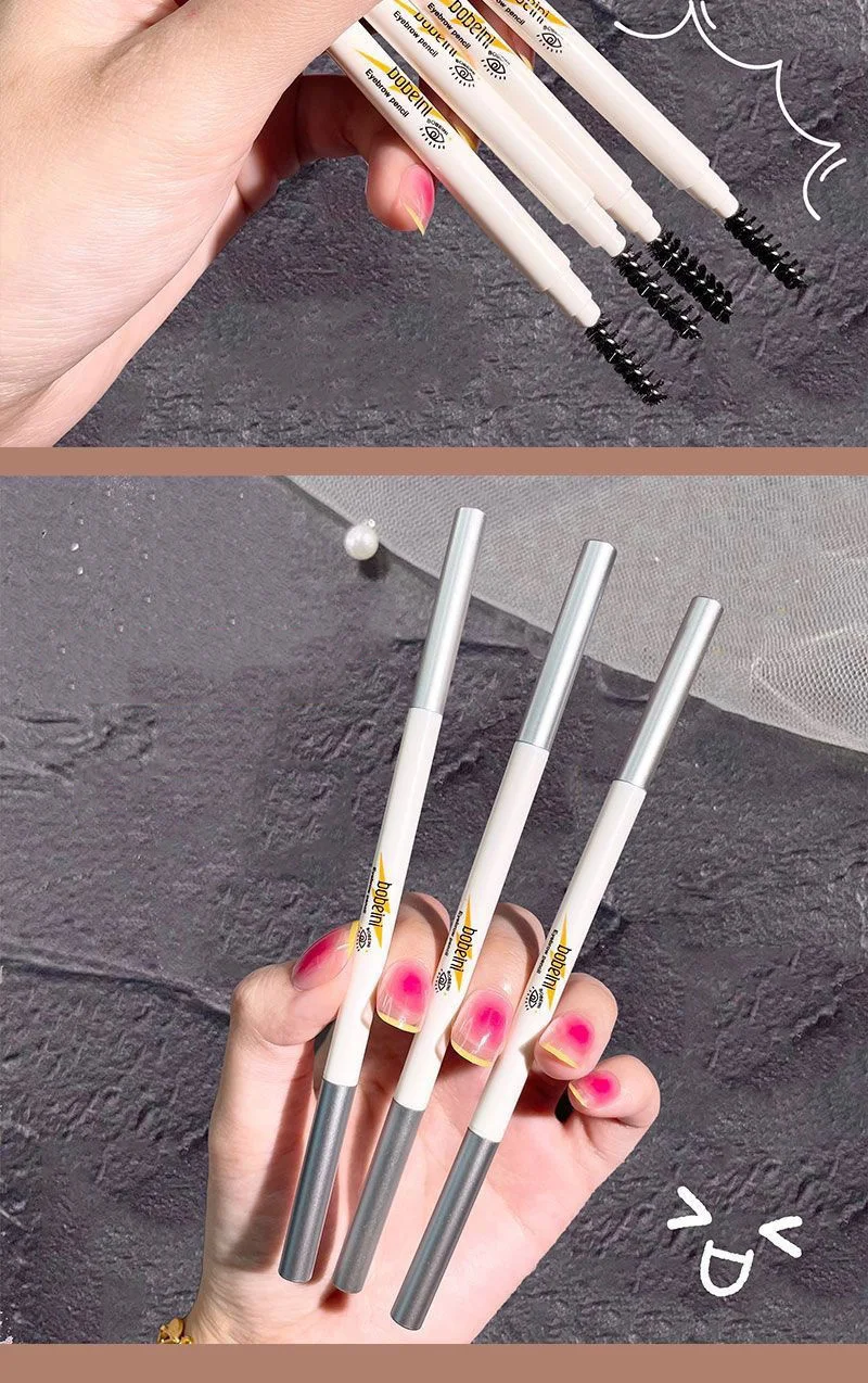 Thin-Head Double-Ended Eyebrow Pencil – Waterproof, Long-Lasting, Auto-Rotate, Brush Tip, Contour, Natural, Certified, Unisex