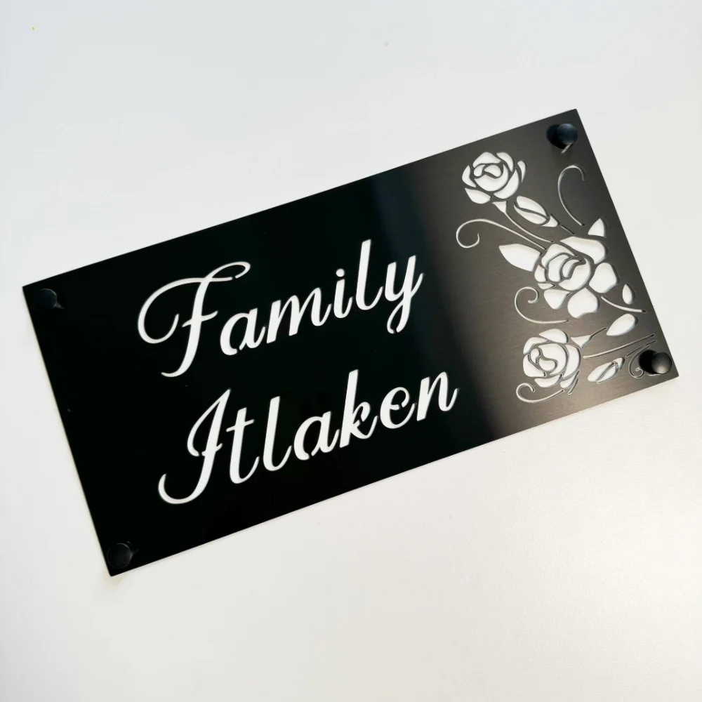 

Modern Stainless Outdoor House Number Exterior Door Plate Customized 3D Laser Cut Icon Letter Family Name for Hotel Villa Shop
